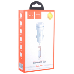 Разделитель автомобильный Hoco Z27 Staunch dual port in-car Charger with cable Type-C (2USB: 5V &amp; 2.4A) Белый