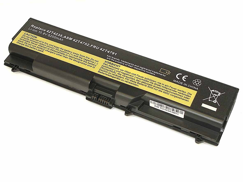 Аккумуляторная батарея для ноутбука Lenovo ThinkPad T410 (42T4235) 10.8V 5200 mAh OEM черная