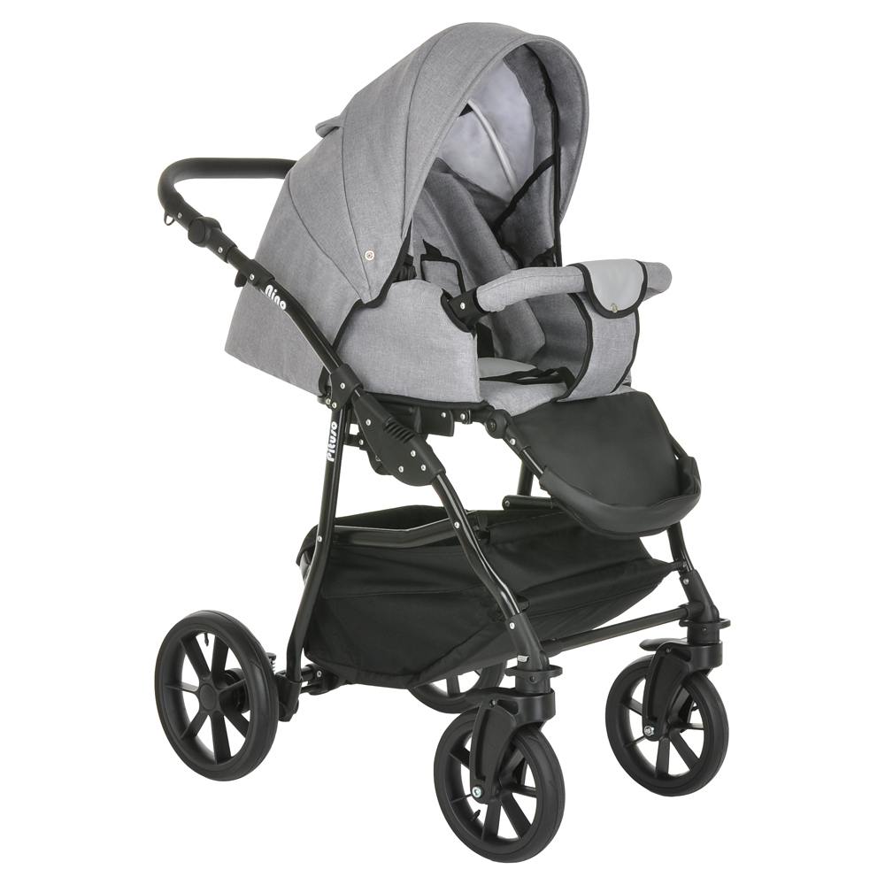 PITUSO Коляска 2 в1 Nino  короб+прогулка Silver Mountain+Кожа Grey
