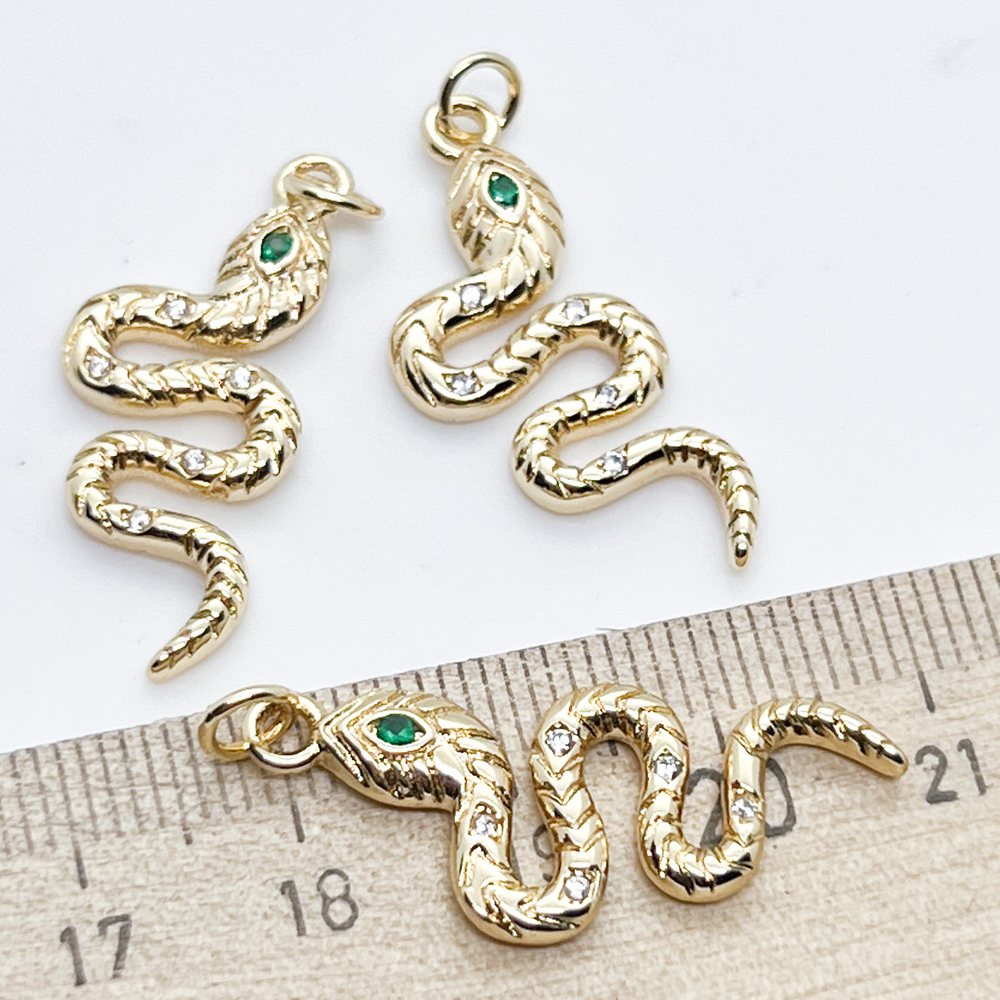 Подвеска Змея, цвет золото, фианиты, размер 30*12 мм, цена за 1 шт