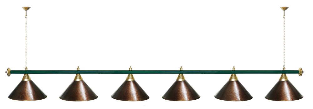 Лампа STARTBILLIARDS 6 пл. (плафоны зеленые,штанга золотая,фурнитура золото)