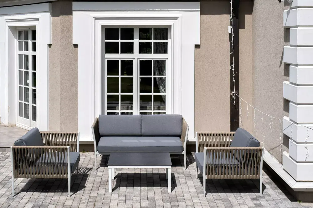 "Касабланка" лаунж-зона плетеная из роупа 4-местная, цвет серый