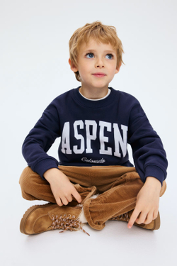 H&M Толстовка с круглым вырезом и принтом, синий