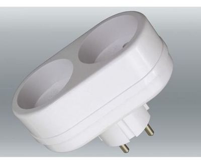 TOKER 2Т разветвитель (тройник) 2 розетка 6А белый (линейный) ГУ (80шт)