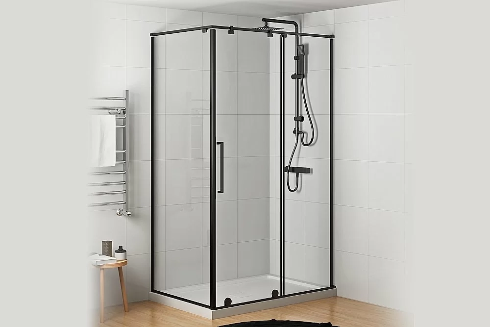 Душевой уголок Royal Bath BERN-S 140х80 RB8140-T-BL стекло прозрачное/профиль черный