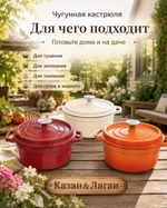 Кастрюля чугунная эмаль 24 см