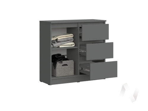 Комод 800 (3 ящика 1 дверь) МС Челси (графит/графит)