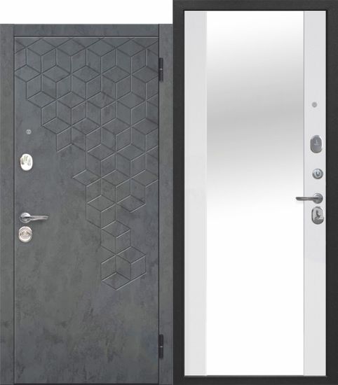 Дверь металлическая Феникс Зеркало Эмалит Белый