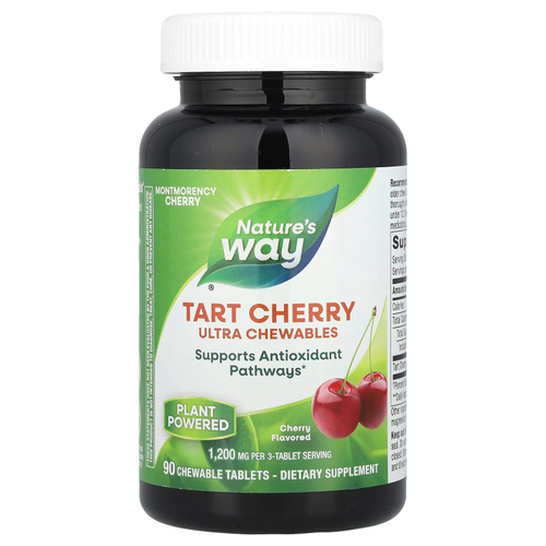 Nature's Way, Tart Cherry, Ultra Chewables, вишня, 90 жевательных таблеток (400 мг в одной таблетке)
