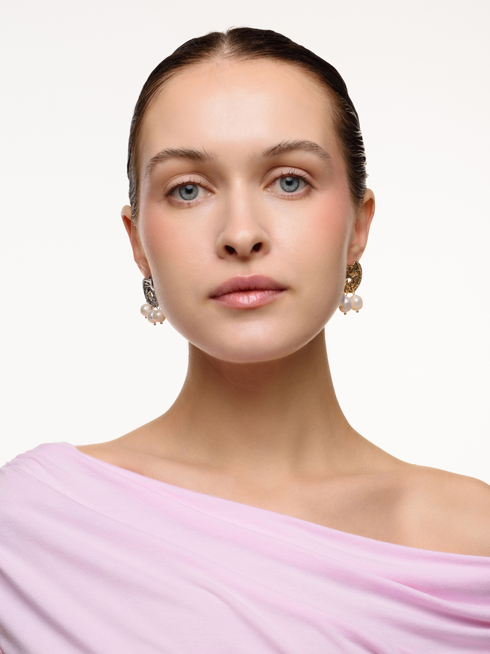 Серьги "Pearl Coin" Bicolor