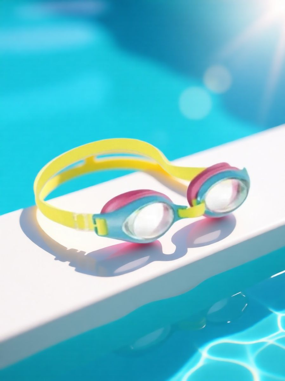Очки для плавания детские от 3 лет Intex 55611 Rainbow, желто-сине-оранжевые очки для бассейна и моря