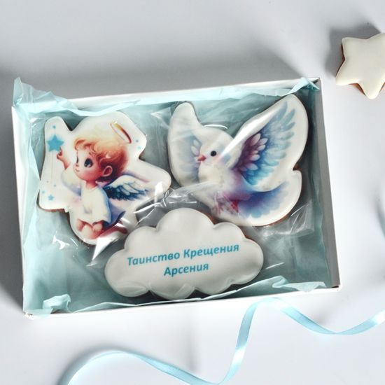 Набор пряников с ангелом на крещение девочки