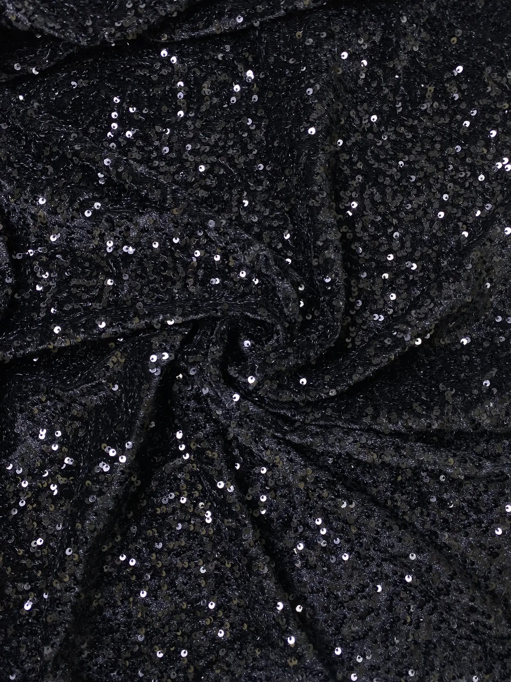 Бархат расшитый паетками, черный