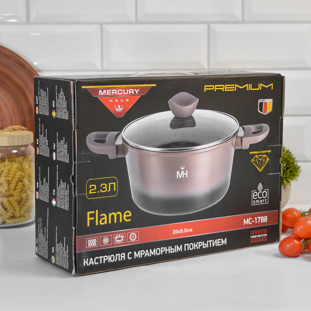 Кастрюля 2,3л с крышкой "MercuryHaus" MC-1788 Flame