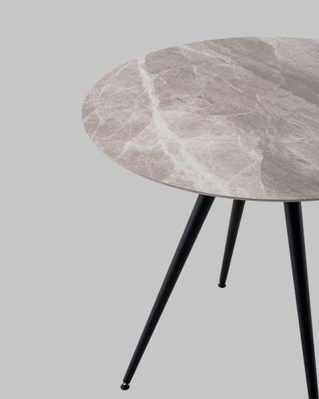 Стол Ники круглый столешница керамика Italian light grey 900