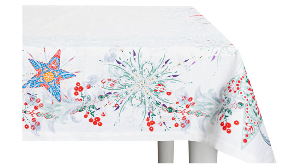 Скатерть 168х350см Mix&Match Home Счастливая звезда белая с принтом