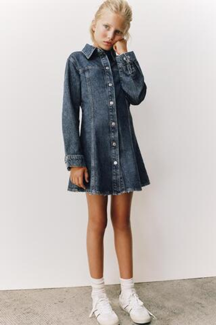 ZARA ДЖИНСОВОЕ ПЛАТЬЕ, СИНИЙ