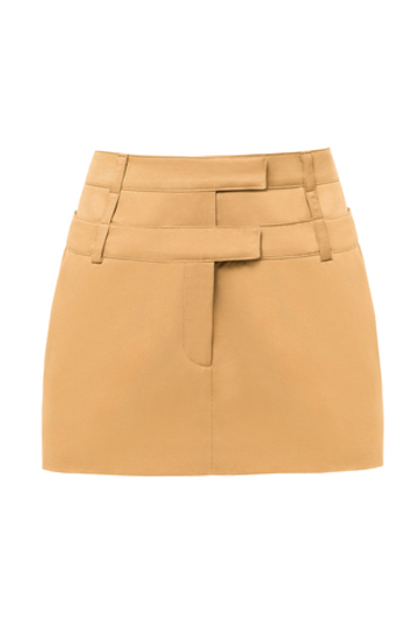 “Espresso foam” Мини юбка с двойным поясом.