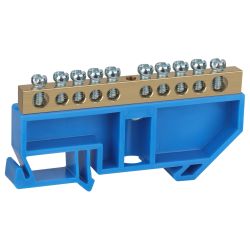 Шина ЭРА NO-222-46 N ноль на DIN-изоляторе ШНИ-6х9-10-Д-синий