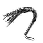 Плеть черная из искусственной кожи с длинной рукоятью (49 см) (Цвет: черный)