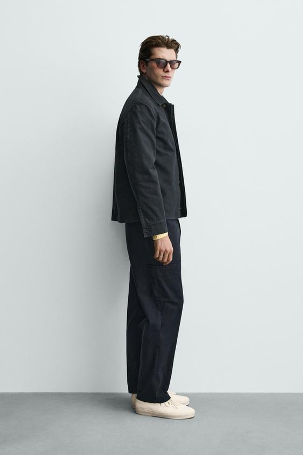 ZARA БРЮКИ КАРГО STRAIGHT FIT, МОРСКОЙ СИНИЙ