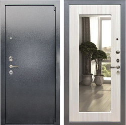 Входная металлическая дверь с зеркалом Лекс 3 БАРК Серый букле №37 зеркало Сандал белый