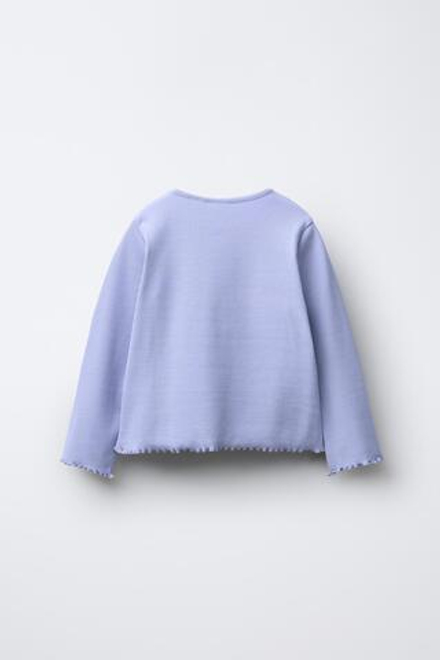 ZARA ФУТБОЛКА В РУБЧИК С СЕРДЦЕМ, СВЕТЛО-СИРЕНЕВЫЙ
