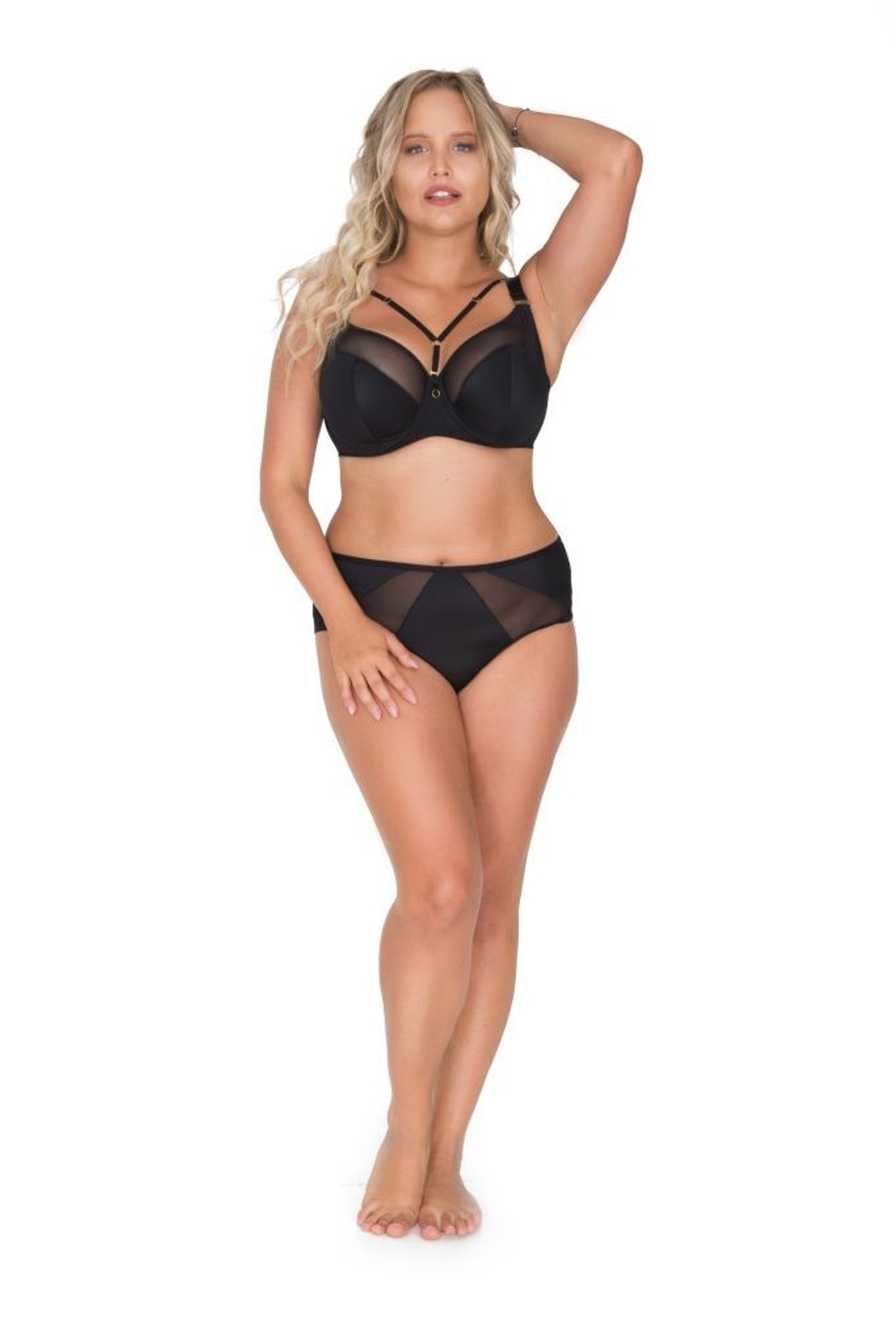 Бюстгальтер plus size с декоративными бретелями (Размер: 65M) (Цвет: черный)