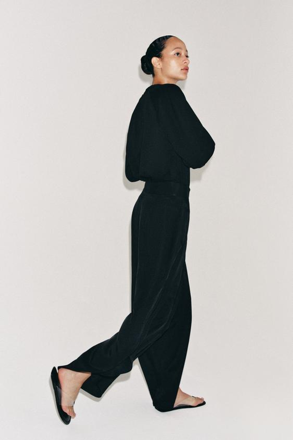 ZARA БРЮКИ С РАЗРЕЗАМИ — ZW COLLECTION, ЧЕРНЫЙ