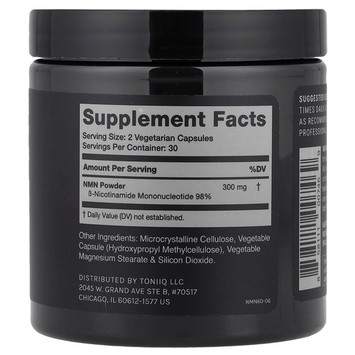 Toniiq, NMN 300, 60 капсул (150 мг в 1 капсуле)