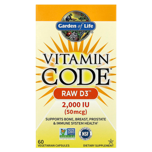 Garden of Life, Vitamin Code®, RAW D3 ™, 60 вегетарианских капсул