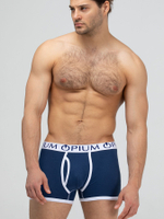 Мужские трусы-боксеры с контрастным поясом и отделкой (Размер: XXXL) (Цвет: изумрудный)