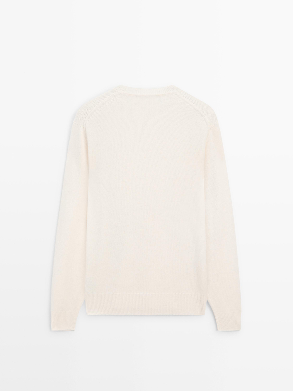 Massimo Dutti Свитер из смесовой шерсти с круглым вырезом, натуральный/кремовый