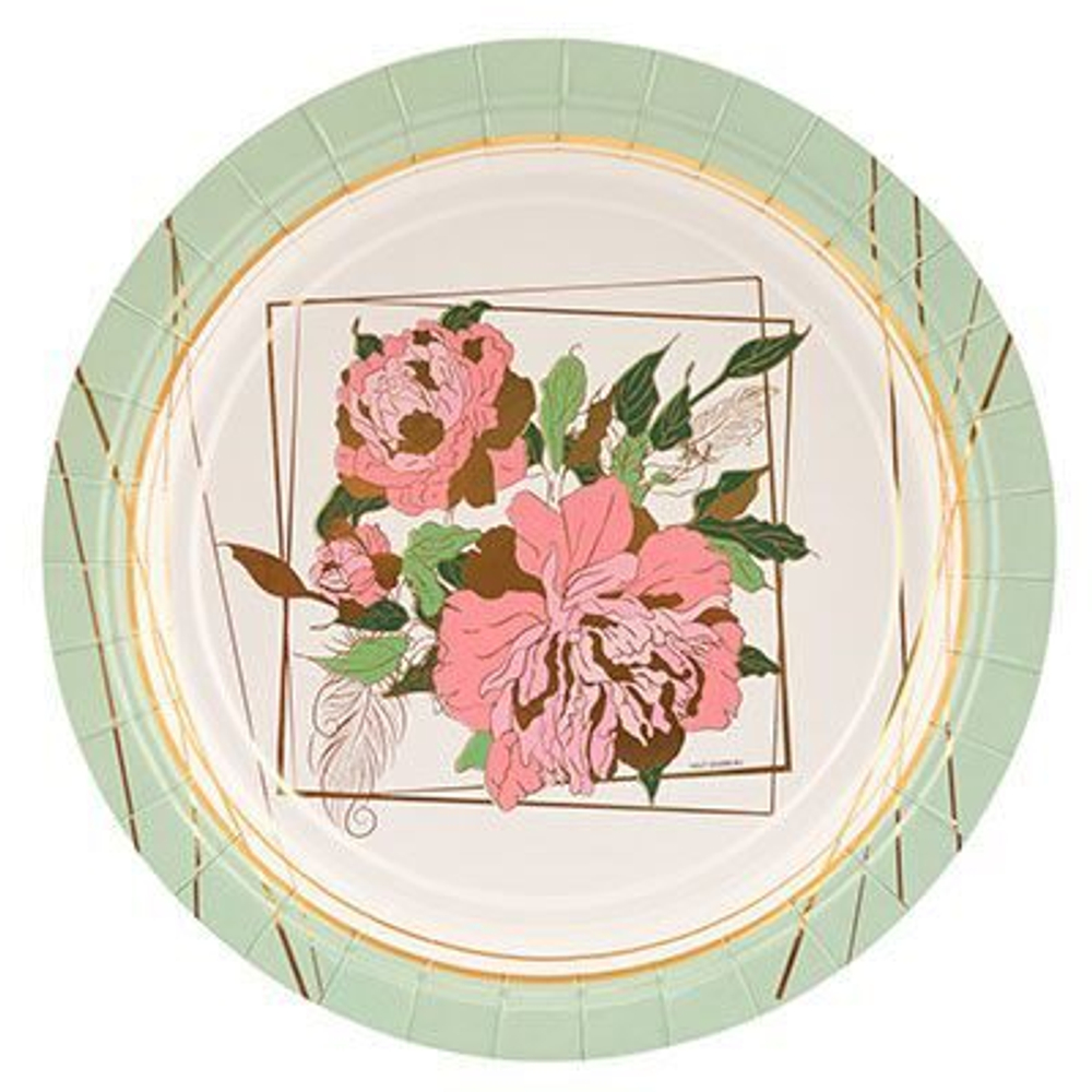 Тарелки малые Пионы, 6 шт, 17 см