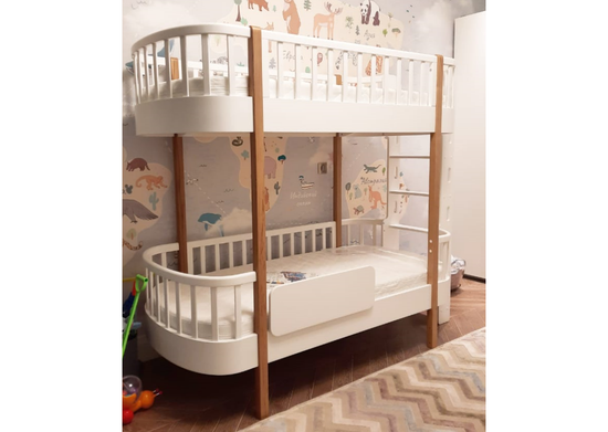 Кровать двухъярусная Classic торцевая лестница (белый)