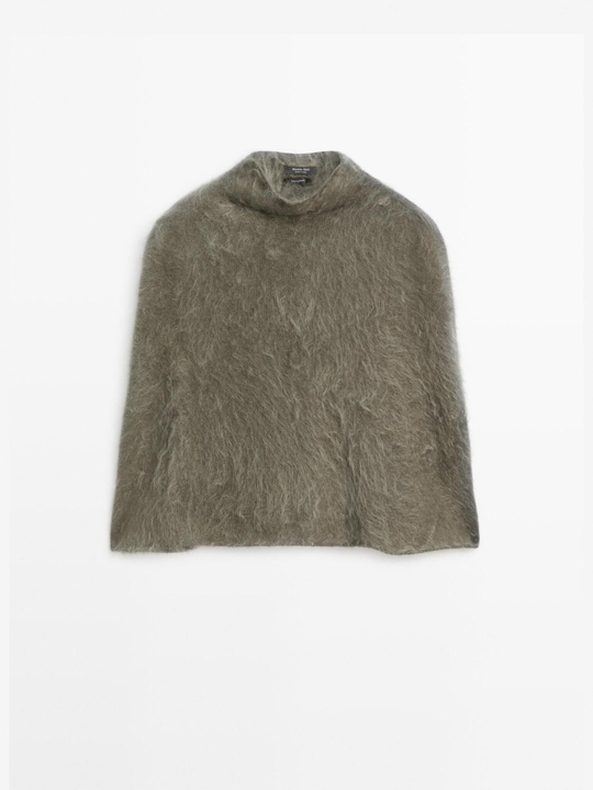 Massimo Dutti Накидка из 100% кашемира с начесом, зеленый