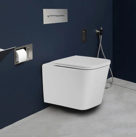 CUBE 2 GREY унитаз подвесной с серой матовой крышкой Soft-close БЕЗОБОДКОВЫЙ