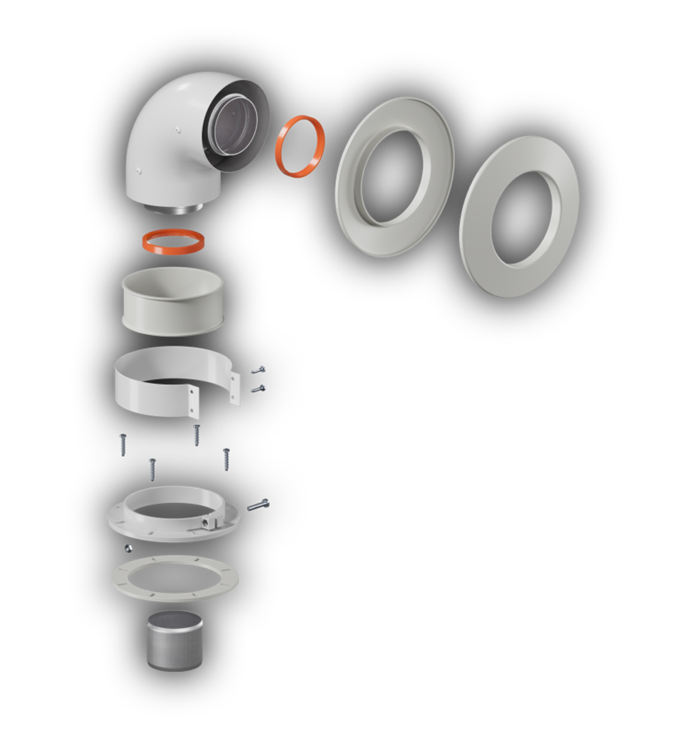 Отвод дымохода коаксиальный универсальный D60/100