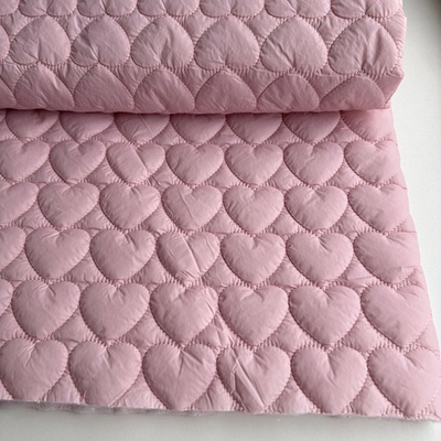 Курточная стеганая ткань розовые Сердечки