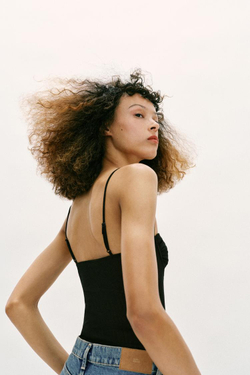 ZARA БОДИ СО СБОРКАМИ, ЧЕРНЫЙ