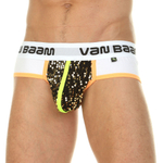 Белые мужские трусы-брифы с золотистыми пайетками (Размер: M) (Цвет: золотистый)