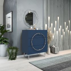 Комод Арт Колор matte Стайл Сильвер с 3 ящиками Королевский синий матовый