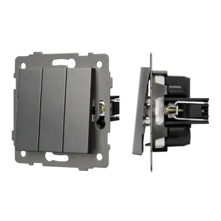 Механизм выключателя трехклавишный непроходной SWT-MK03-PL-GR-V (250V, 10A) (Arlight, -) 049898