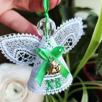 Ангел пасхальный Христос Воскрес с зеленой лентой