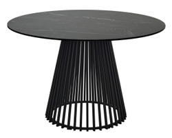 Стол TERNI 120 MATT BLACK MARBLE SOLID CERAMIC Черный мрамор матовый, керамика /Черн.каркас, ®DISAUR