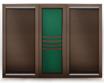 Киевница современная ясень мдф/шпон на 8 киев (RAL 8014,Манчестер 70 yellow green)
