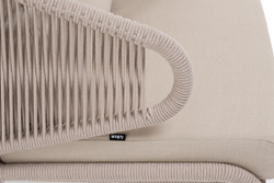 "Милан" кресло плетеное из роупа, каркас алюминий белый муар, роуп бежевый круглый, ткань бежевая 052