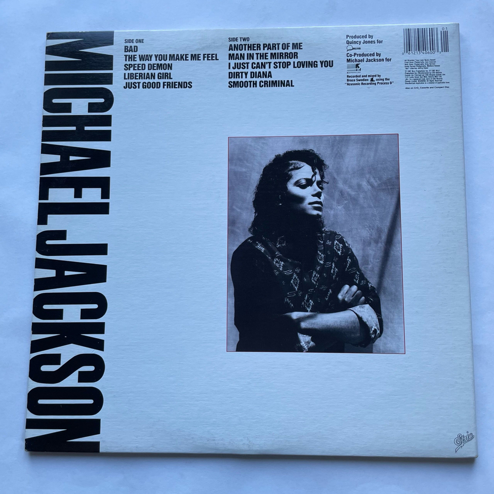 Винтажная виниловая пластинка LP Michael Jackson Bad (Канада 1987)