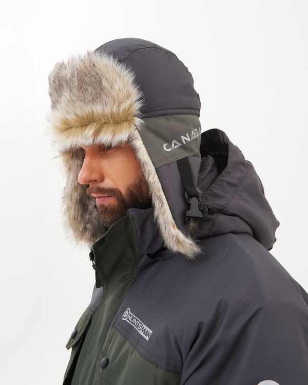 Шапка ушанка зимняя Канада ткань Оксланд цвет Хаки/Графит