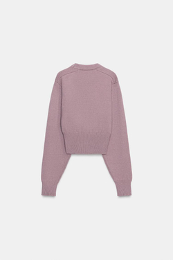 ZARA УКОРОЧЕННЫЙ ОДНОТОННЫЙ ДЖЕМПЕР, СИРЕНЕВЫЙ